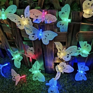Solcelle lyskæde med sommerfugle - 20 lys